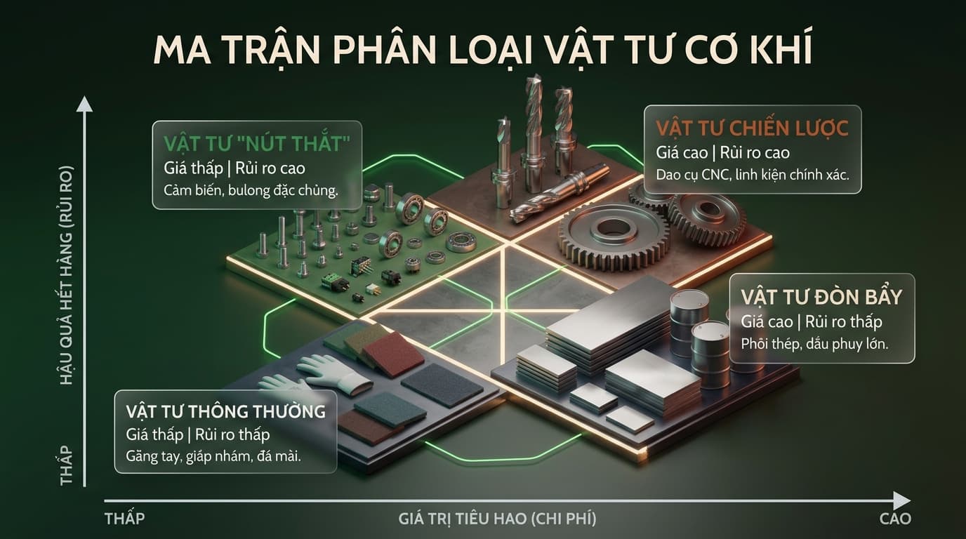 ma trận bốn nhóm mã hàng theo giá trị tiêu hao