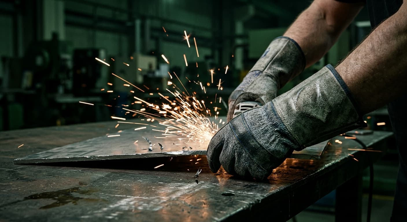 găng chống cắt bảo vệ cổ tay khi xử lý tấm kim loại