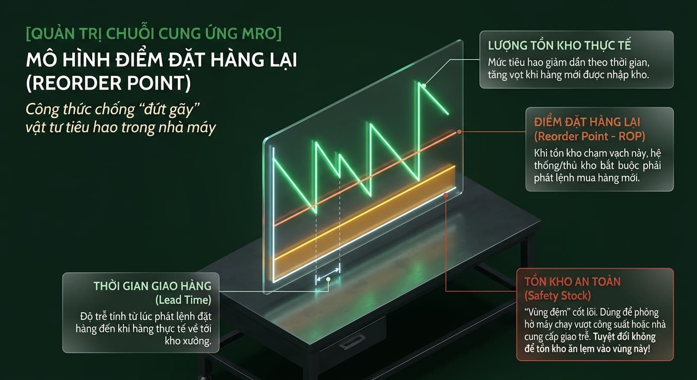 công thức tính điểm đặt hàng lại và tồn kho an toàn