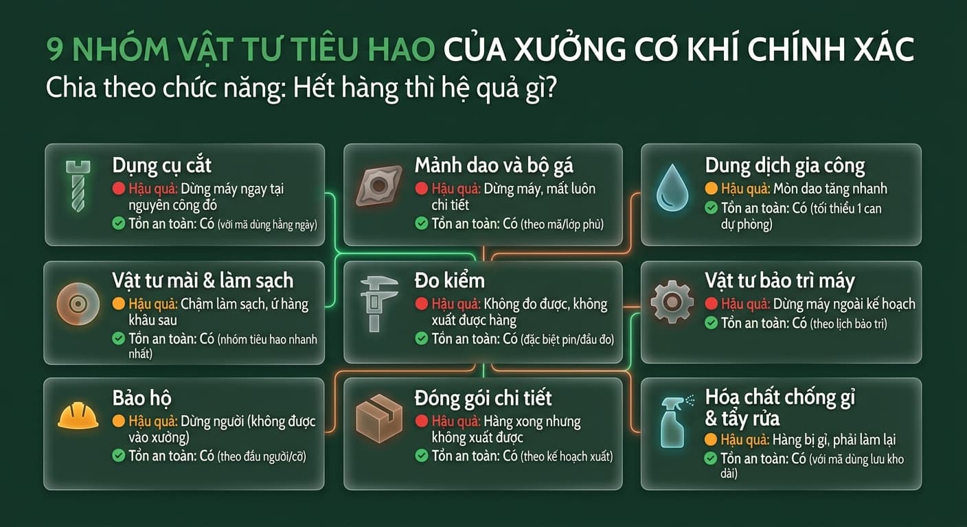 danh mục vật tư xưởng cơ khí theo hệ quả khi hết hàng