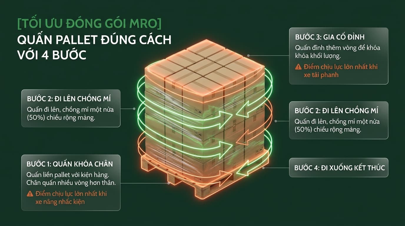 cách quấn màng pe quấn tay đúng số vòng