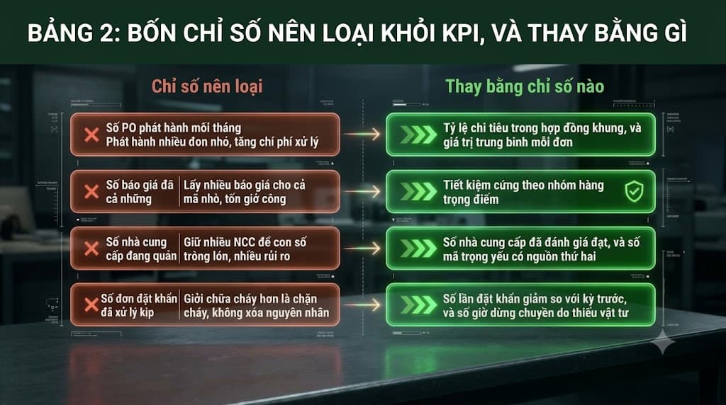 chỉ số đánh giá phòng thu mua nên loại khỏi KPI